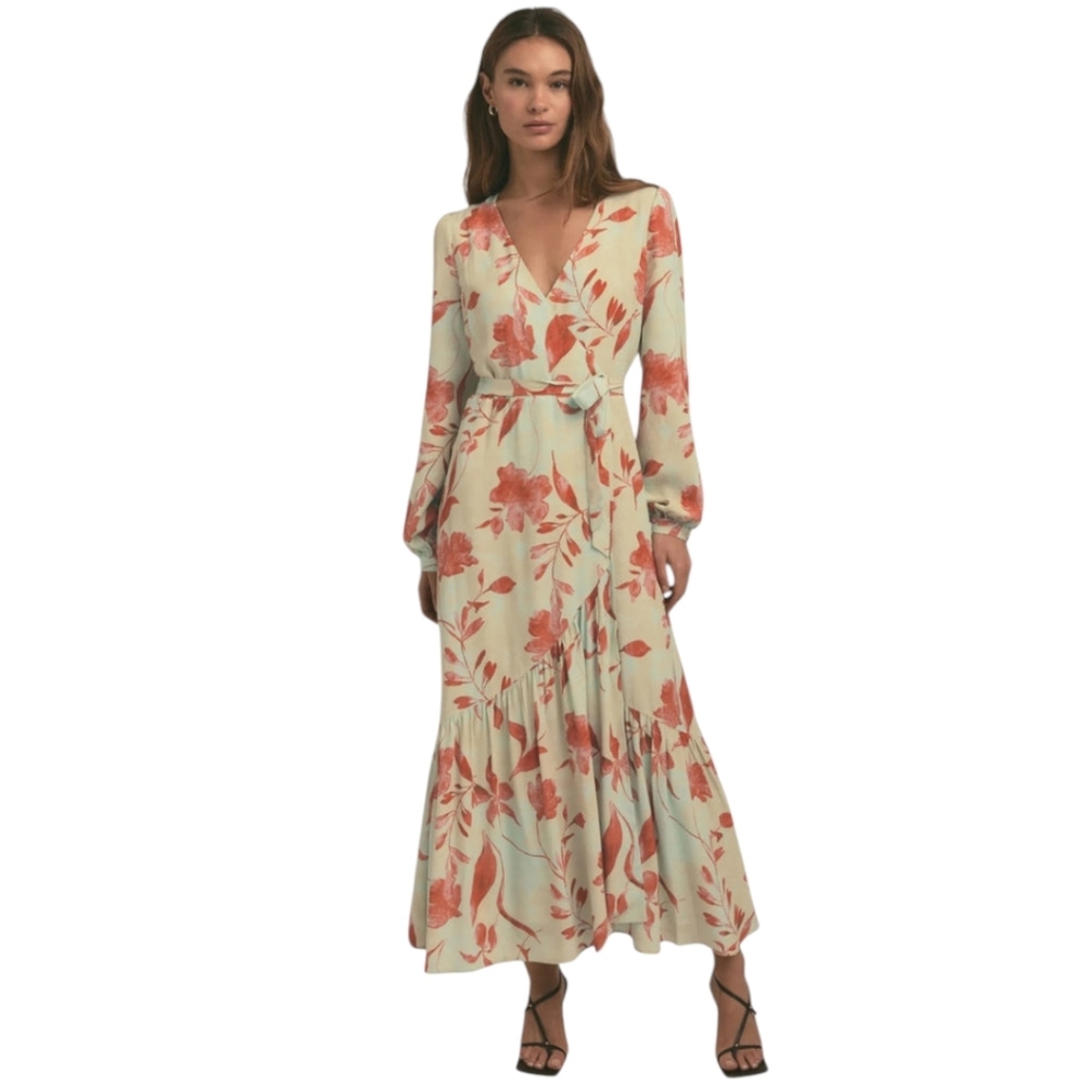 Favorite Daughter The Lady Like Dress in Moonbeam Floral Maxi Large NWT